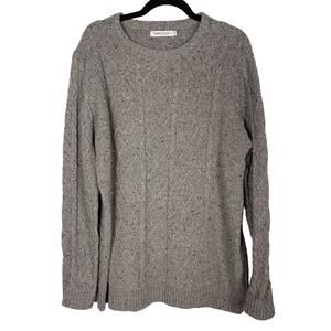 Misslook Womens XLarge Gray Marled Cableknit Crew Neck Pullover Sweater Cotton